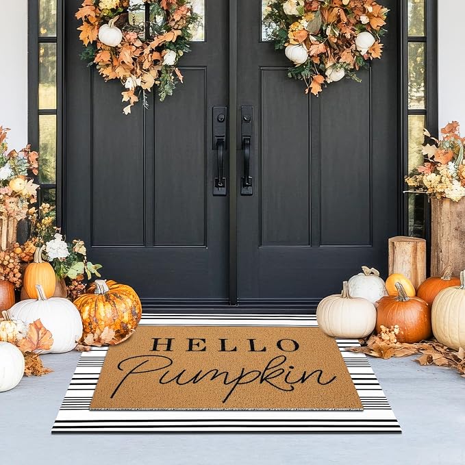 Tinideya 2 Pcs Door Mat Welcome Non Slip Coir Mats Floor Layering Doormats - Image 4