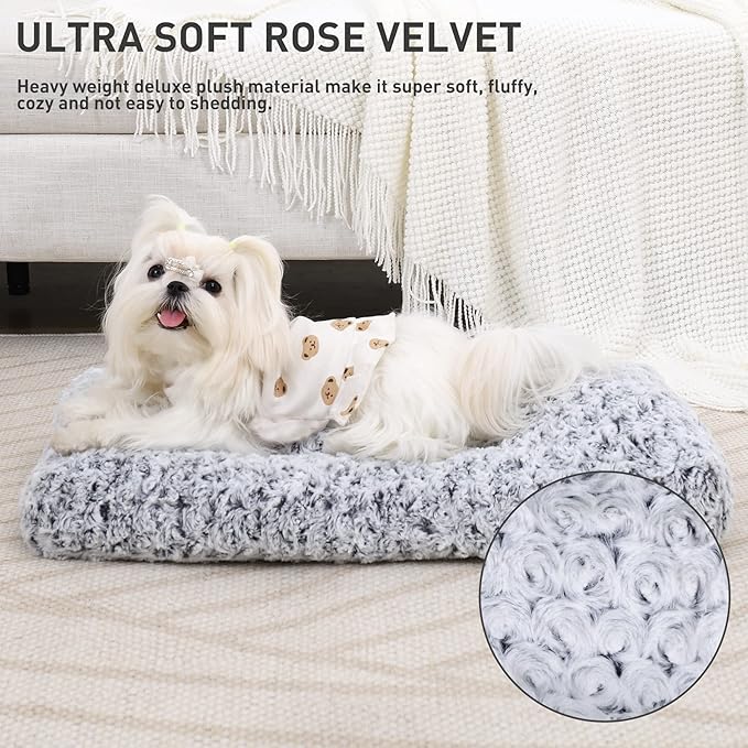 KSIIA Washable Dog Bed Deluxe Plush Dog Crate Beds Comfy Kennel Pad Anti-Slip - Image 2