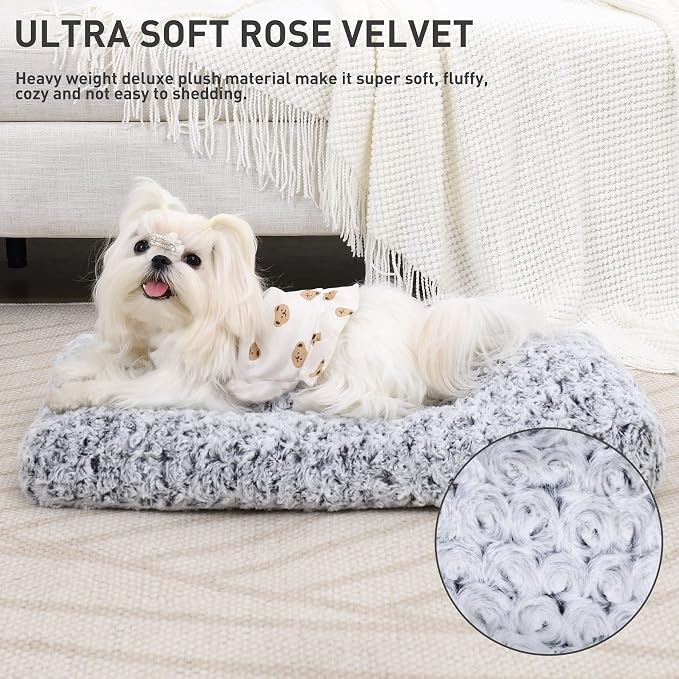KSIIA Washable Dog Bed Deluxe Plush Dog Crate Beds Comfy Kennel Pad Anti-Slip - Image 2