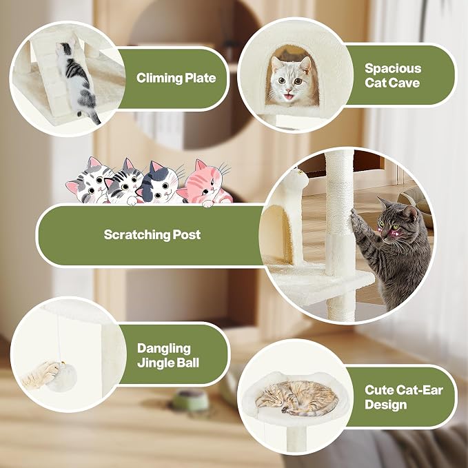 54 Inches Cat Tower Condo Furniture, Cat Tree Tower - Image 5