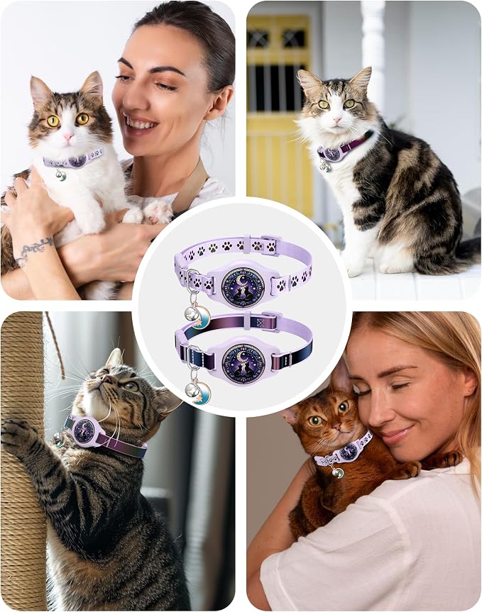 Cat Collar with Airtag Holder, 2 Pack Waterproof Breakaway Kitten Collar - Image 7