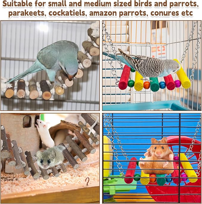 PINVNBY Bird Parakeet Toys, Bird Rope Ladder Swing Hammock Toys, Made of - Image 6