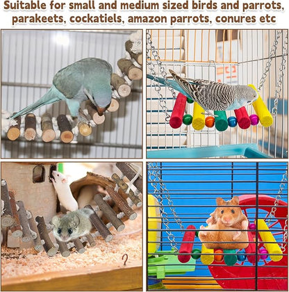 PINVNBY Bird Parakeet Toys, Bird Rope Ladder Swing Hammock Toys, Made of - Image 6