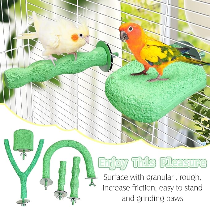PINVNBY 5 Pack Bird Perch Resin Bird Beak Grinding Stone Parrot Cage Stand - Image 6