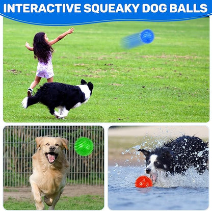 4 Pack 4.5" Light Up Squeaky Dog Balls, Spiky Dog Toy Balls - Image 5