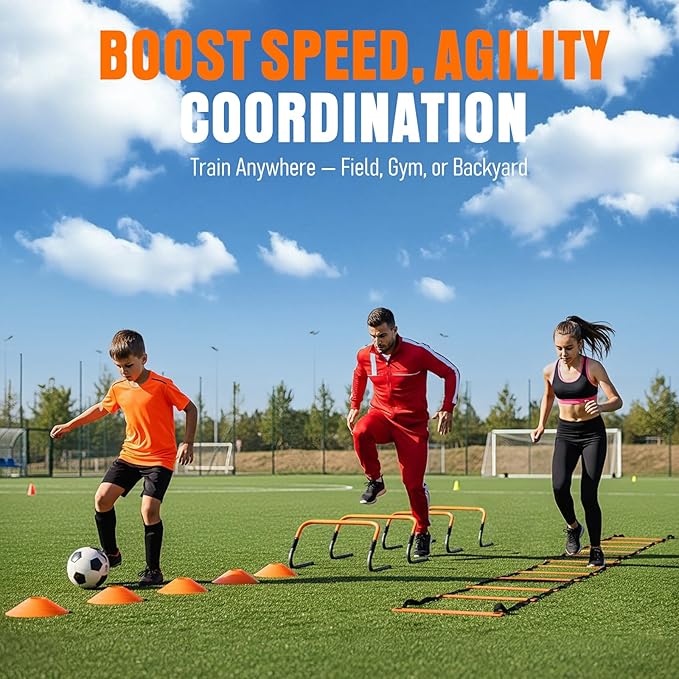 Agility Ladder, Soccer Football Training Equipment Set - 20ft Speed Ladder - Image 3