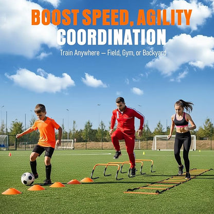 Agility Ladder, Soccer Football Training Equipment Set - 20ft Speed Ladder - Image 3
