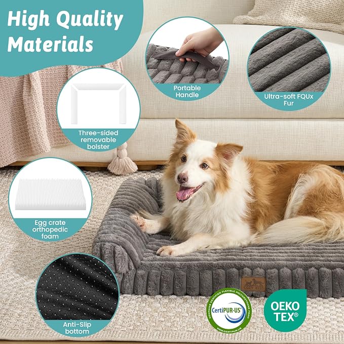 Cute Dog Bed, Faux Rabbit Fur Orthopedic Foam Dog Bed - Image 7