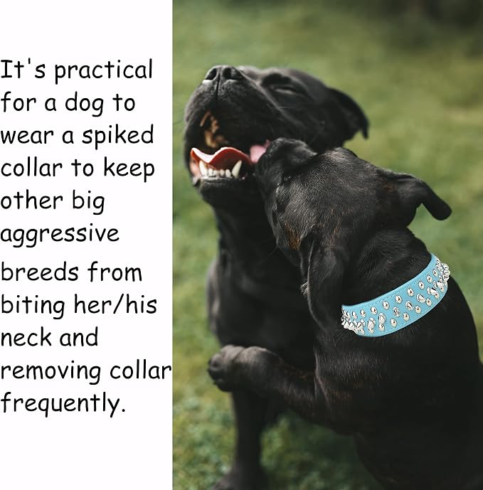 TEEMERRYCA Adjustable Microfiber Leather Spiked Studded Dog Collars - Image 3