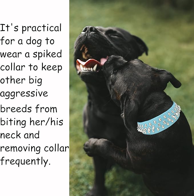TEEMERRYCA Adjustable Microfiber Leather Spiked Studded Dog Collars - Image 3