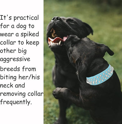 TEEMERRYCA Adjustable Microfiber Leather Spiked Studded Dog Collars - Image 3
