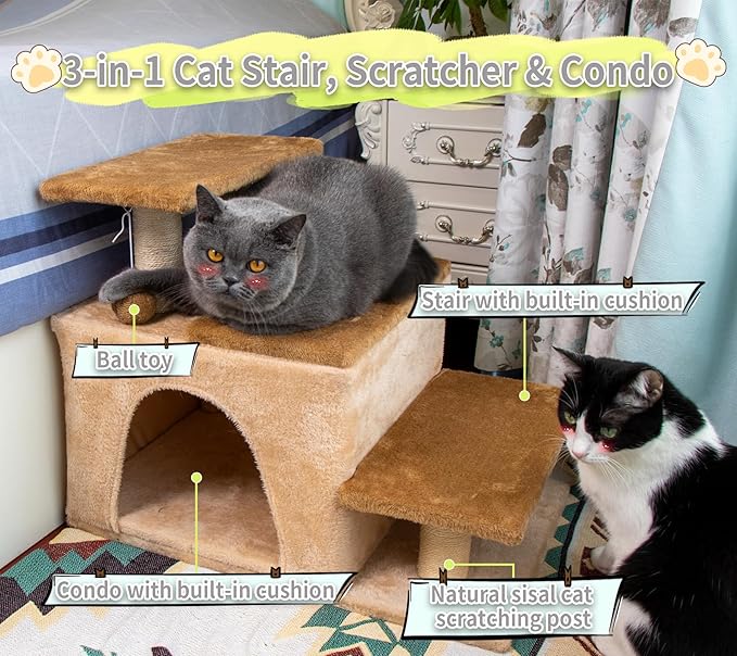 3-in-1 Pet Stairs for Cats for High Bed, Adjustable Dog Steps, Modular 3-Tier - Image 2