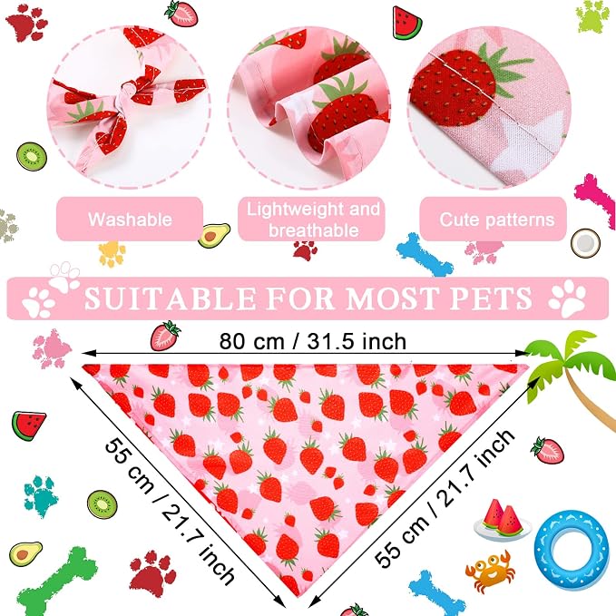 Frienda 20 Pcs Summer Spring Dog Bandanas Hawaiian Style Washable Triangle Pet - Image 2