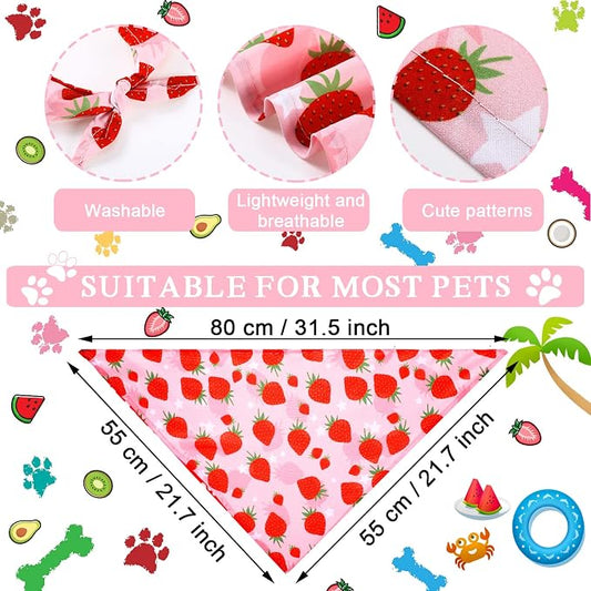 Frienda 20 Pcs Summer Spring Dog Bandanas Hawaiian Style Washable Triangle Pet - Image 2