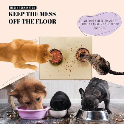 AVERYDAY 100% Waterproof Thicker Silicone Dog Food Mat, 0.63'' Raised Edge Bowl - Image 2