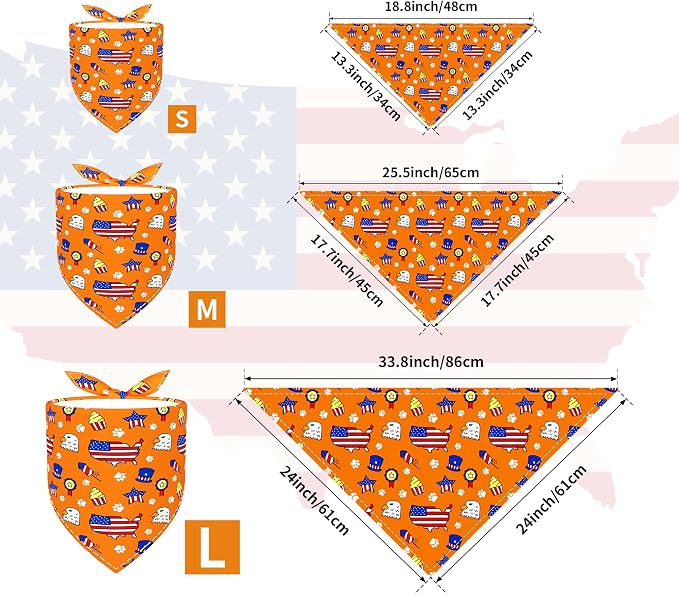 30 Pcs Patriotic Small Dog Bandanas Bulk 25 Inch Independence Day Dogs Bandana - Image 2