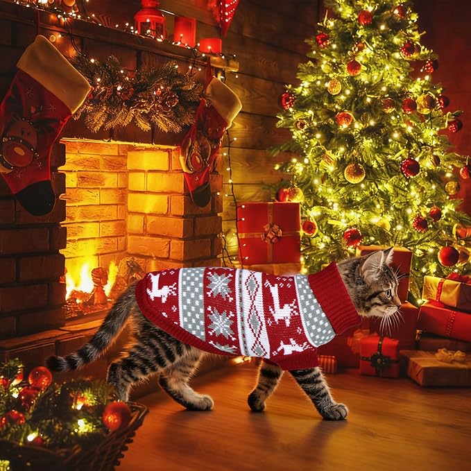 Dog Christmas Sweater Pet Winter Warm Coat Pajamas Small Dog Sweaters Reindeer - Image 5