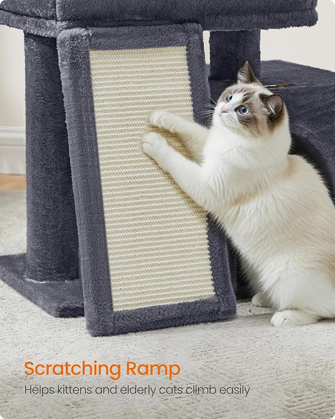 Feandrea Small Cat Tree, Cat Tower Condo, Scratching Ramp, Large Top Perch - Image 6