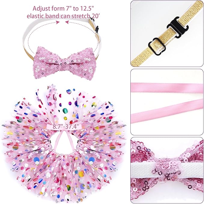 hoyuwak Dog Birthday Party Supplies Girl Dog Birthday Bandana Tutu Set Cute Hat - Image 3