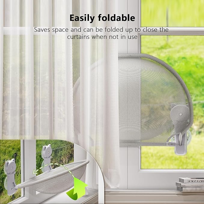 Cat Window Perch Cordless, Glow in The Dark & Stable Cat Beds- Breathable - Image 4