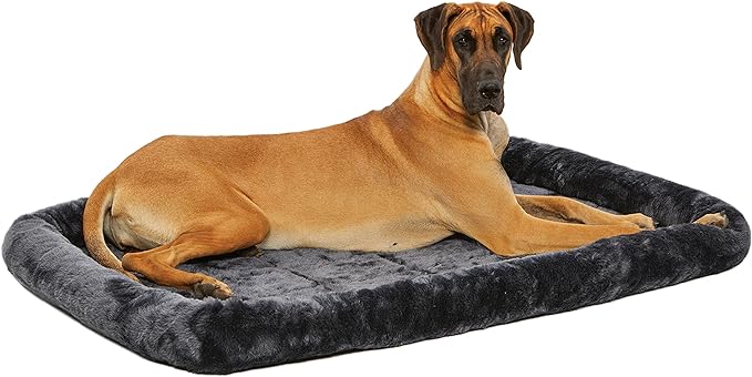 MidWest Homes for Pets QuietTime Giant Dog Bed – Gray Faux Fur Bolster by MidWestHomesForPets