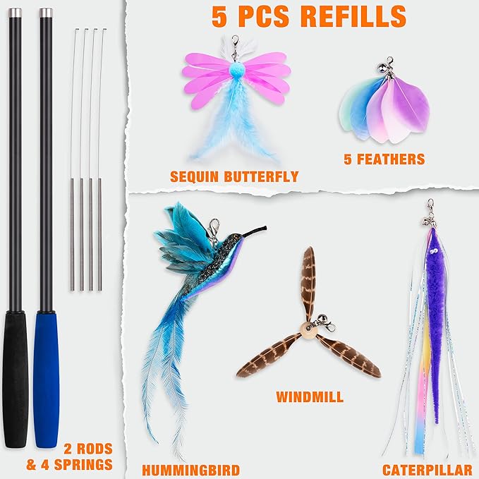 JXFUKAL 2025 Latest Cat Toys, 2 in 1 Spring Cat Wand Toy - Image 6