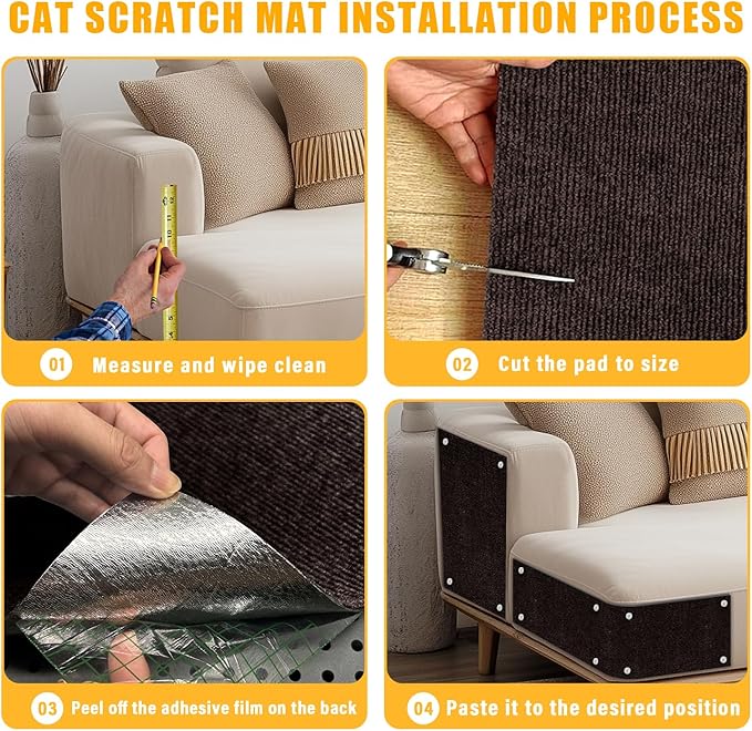 Cat Scratch Mat, 118.5"x17.4" Trimmable Self-Adhesive Cat Scratch Furniture - Image 6