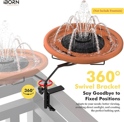 iBorn Bird Bath for Outside, Deck Mounted Bird Bath 12in，Birds Baths for - Image 6