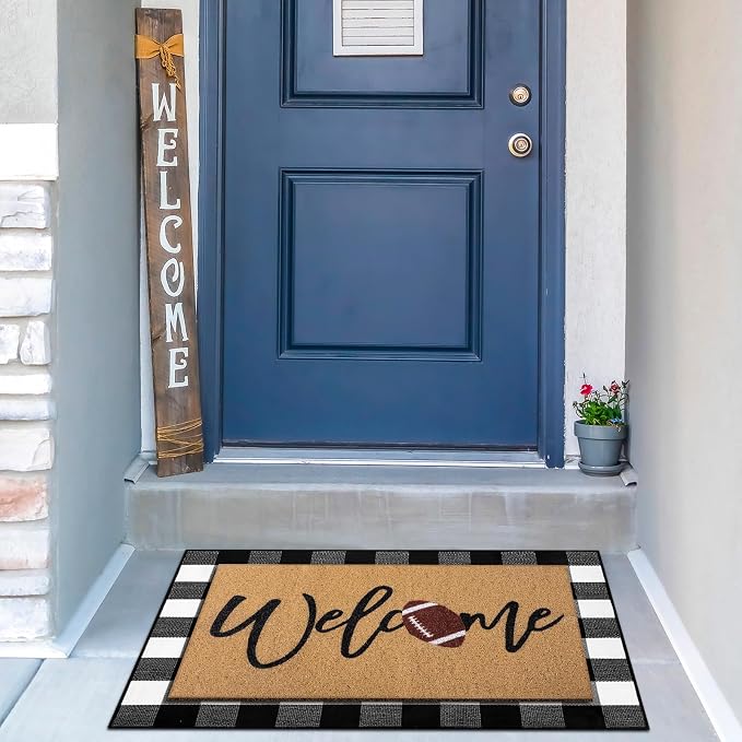 Tinideya 2 Pcs Door Mat Welcome Non Slip Coir Mats Floor Layering Doormats - Image 6