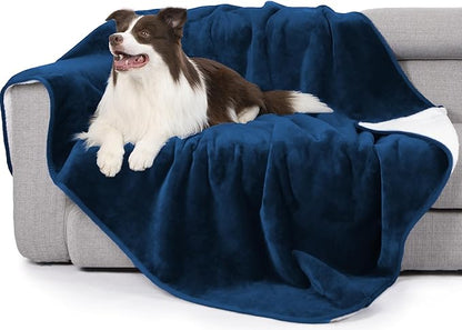 gogobunny Waterproof Bed Blanket, Reversible Sherpa Fleece Throw Blanket by gogobunny