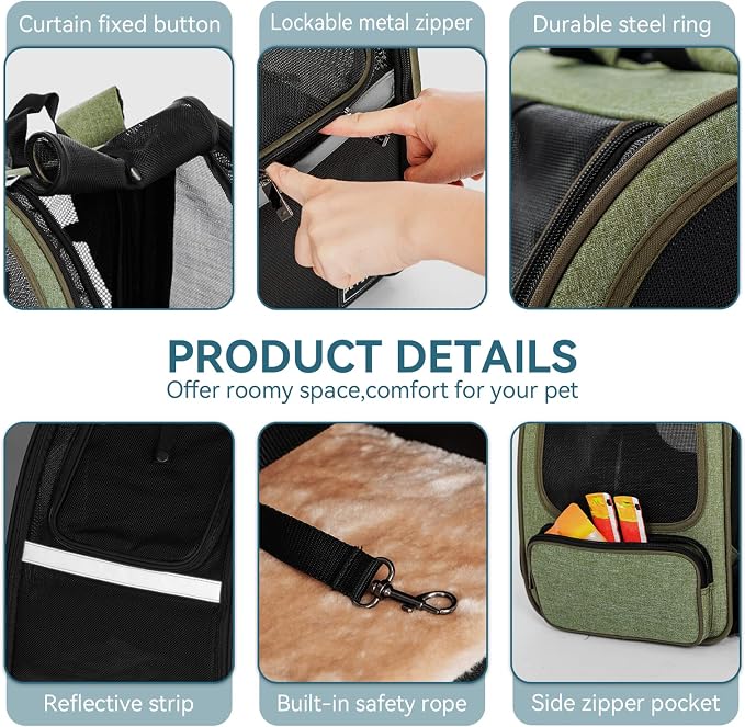 Petsfit Cat Backpack Carrier, Dog Carrier Backpacks Expandable - Image 4