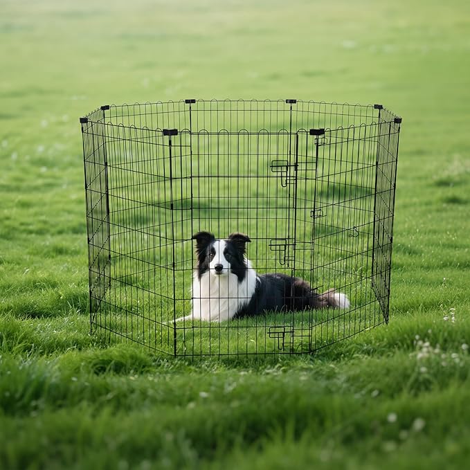 Amazon Basics Foldable Octagonal Metal Exercise Dog Playpen, Indoor/Outdoor - Image 7