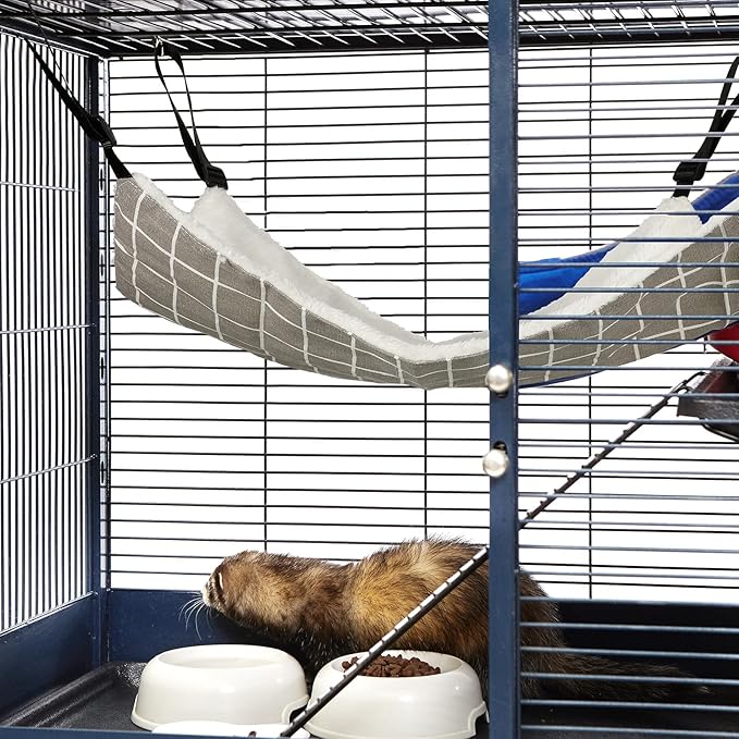2 Pieces Reversible Cat Hanging Hammock Soft Breathable Pet Cage Hammock - Image 7