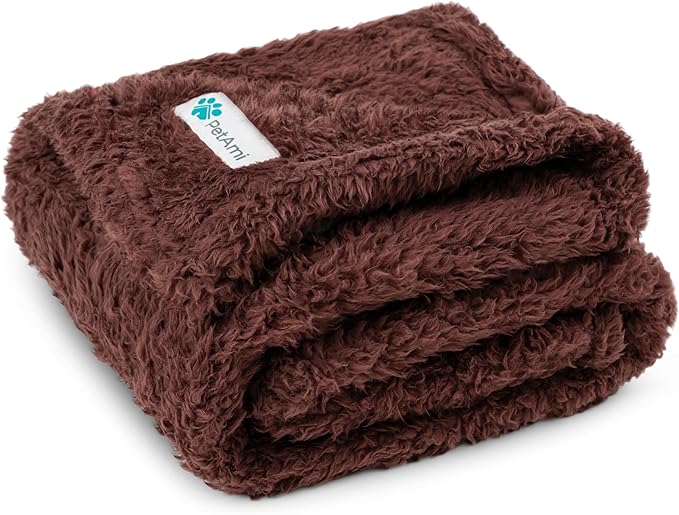 PetAmi Dog Blanket for Small Medium Dogs Brown, Fluffy Soft Puppy Blanket by PetAmi
