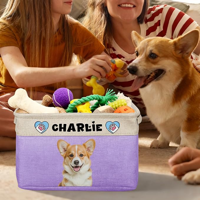 Personalized Dog Toy Storage Basket Custom Collapsible Toy Bin - Image 5