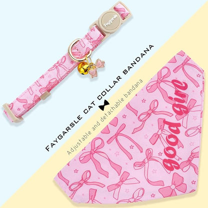 Faygarsle 2 Pack Pink Bow Pattern Cat Collar Set - Image 6