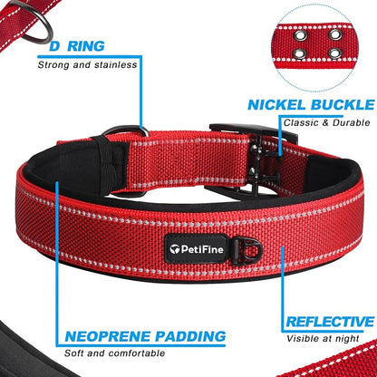 PetiFine Dog Collar for Large Dogs, Neoprene Padded and Adjustable, Reflective - Image 3