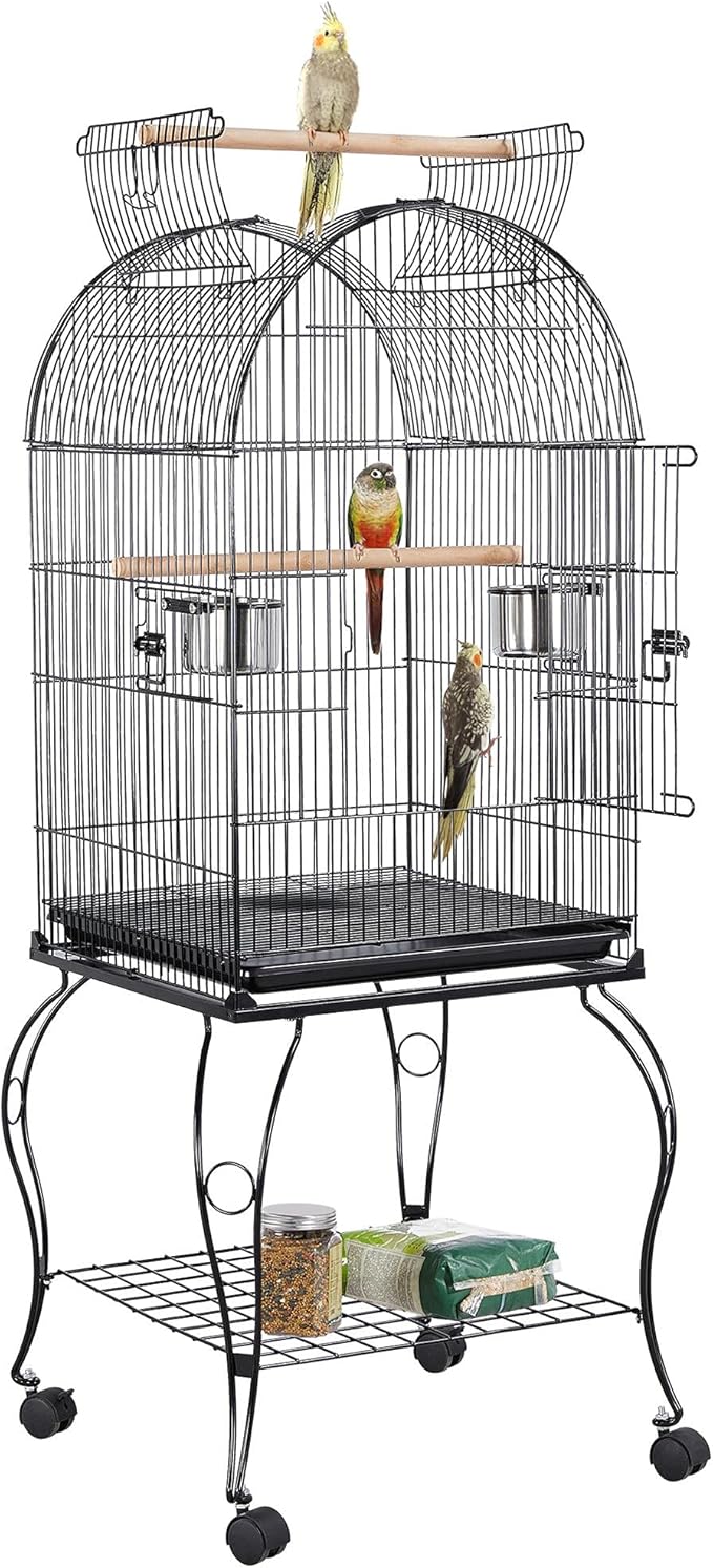 Yaheetech 59-Inch Rolling Standing Medium Dome Open Top Bird Cage by Yaheetech