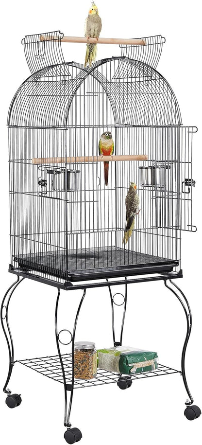 Yaheetech 59-Inch Rolling Standing Medium Dome Open Top Bird Cage by Yaheetech