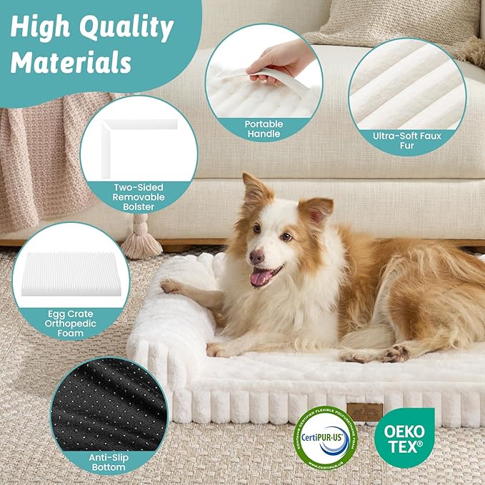 Cute Dog Bed, Faux Rabbit Fur Orthopedic Foam Dog Bed - Image 7