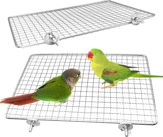 BNOSDM 2 Pack Bird Perch Platform Stainless Steel Birds Perches Parrot Shelf by BNOSDM