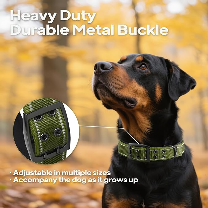 PetiFine Dog Collar for Large Dogs, Neoprene Padded and Adjustable, Reflective - Image 3