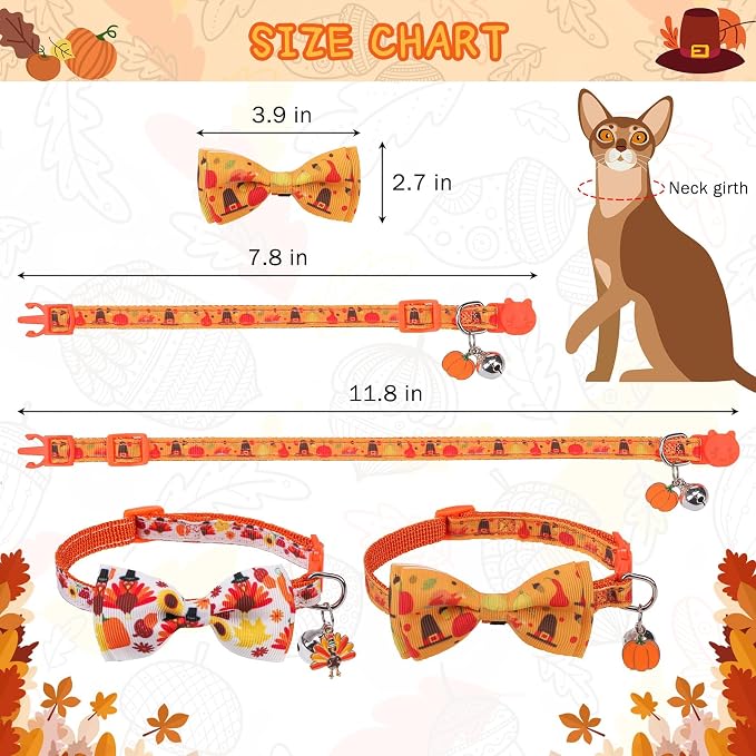 SCENEREAL Fall Thanksgiving Cat Collar Breakaway - Image 7