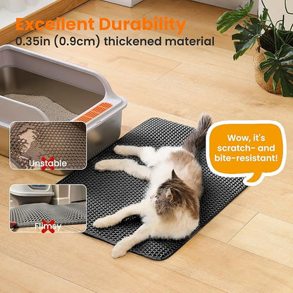Extra Large Cat Litter Mat, 30x22 Inches Honeycomb Double Layer Cat Litter - Image 5