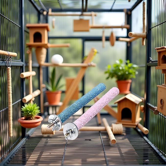 2 Pcs Multi-Color Random Bird Perch Stand Toy Wood Parrot Perch Stand Grinding - Image 6