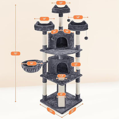 Yaheetech 76in Cat Tree Multi-Level Cat Tower - Image 2