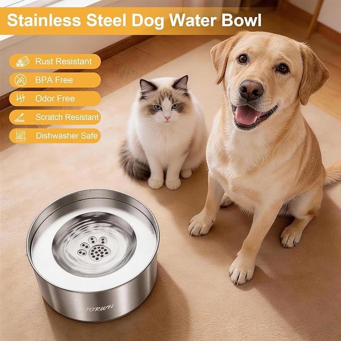 Stainless Steel Dog Water Bowl No Spill, 101oz/3L Large Capacity Pet Water - Image 5