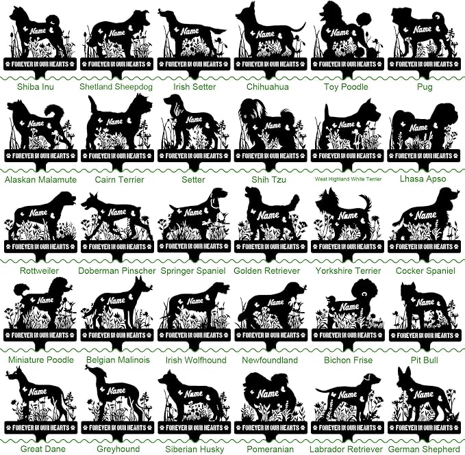 Custom Metal Dog Breed Memorial Stake – Personalized Pet Grave Marker Tombstone - Image 3