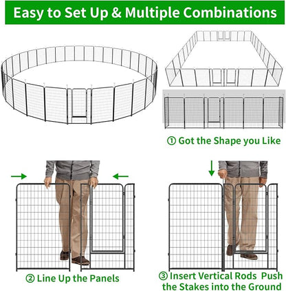 Dog Playpen Outdoor Extra Wide 32 Piece Panels Heavy Duty Dog Fence 50" Height - Image 8