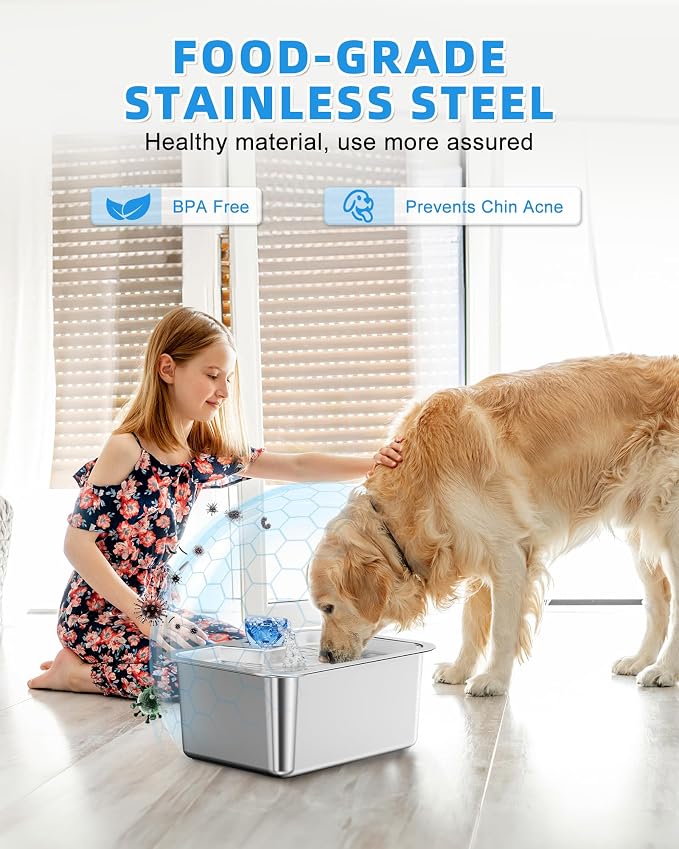 Lesotc Dog Water Fountain for Large Dogs, 11L/3Galon Stainless Steel Large Pet - Image 5